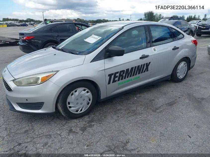 1FADP3E22GL366114 2016 Ford Focus S