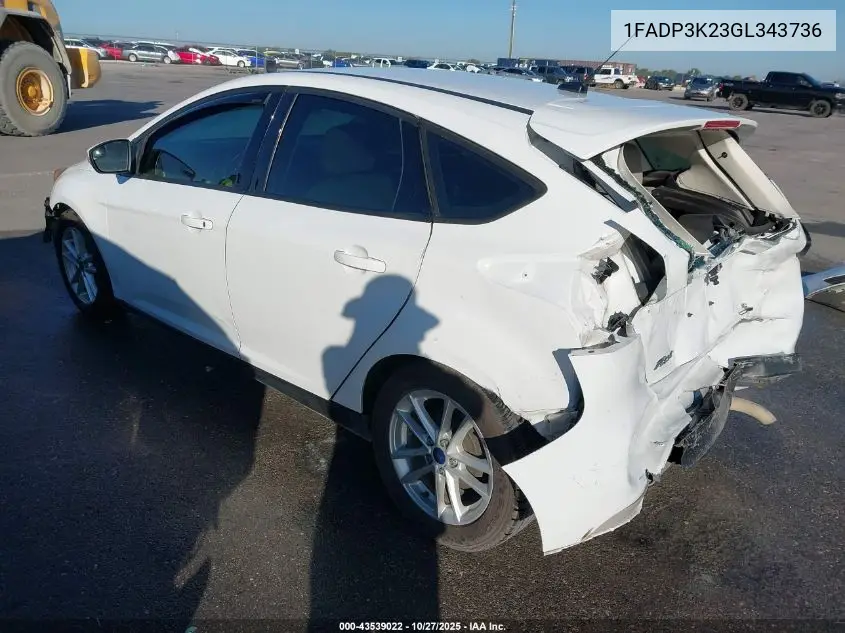 1FADP3K23GL343736 2016 Ford Focus Se