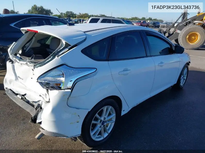 1FADP3K23GL343736 2016 Ford Focus Se