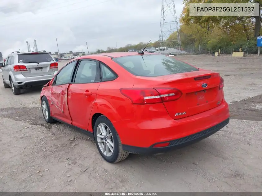 1FADP3F25GL251537 2016 Ford Focus Se