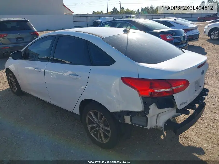 1FADP3F2XGL404512 2016 Ford Focus Se