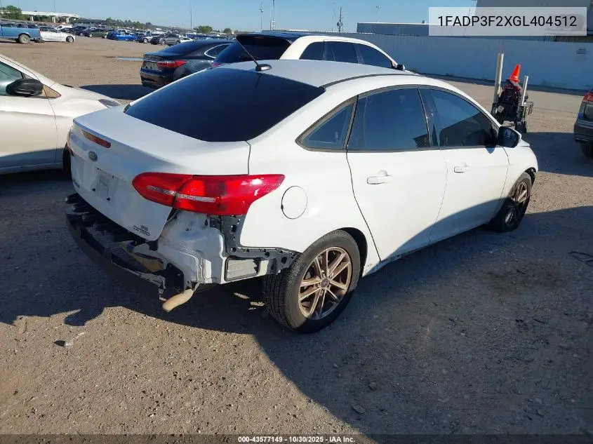 1FADP3F2XGL404512 2016 Ford Focus Se