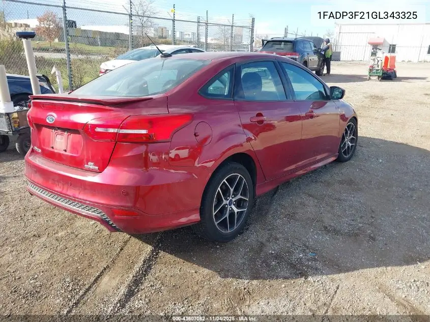 1FADP3F21GL343325 2016 Ford Focus Se