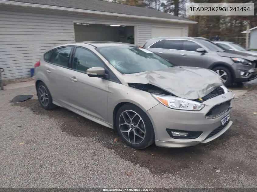 1FADP3K29GL243494 2016 Ford Focus Se