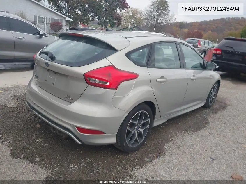 1FADP3K29GL243494 2016 Ford Focus Se