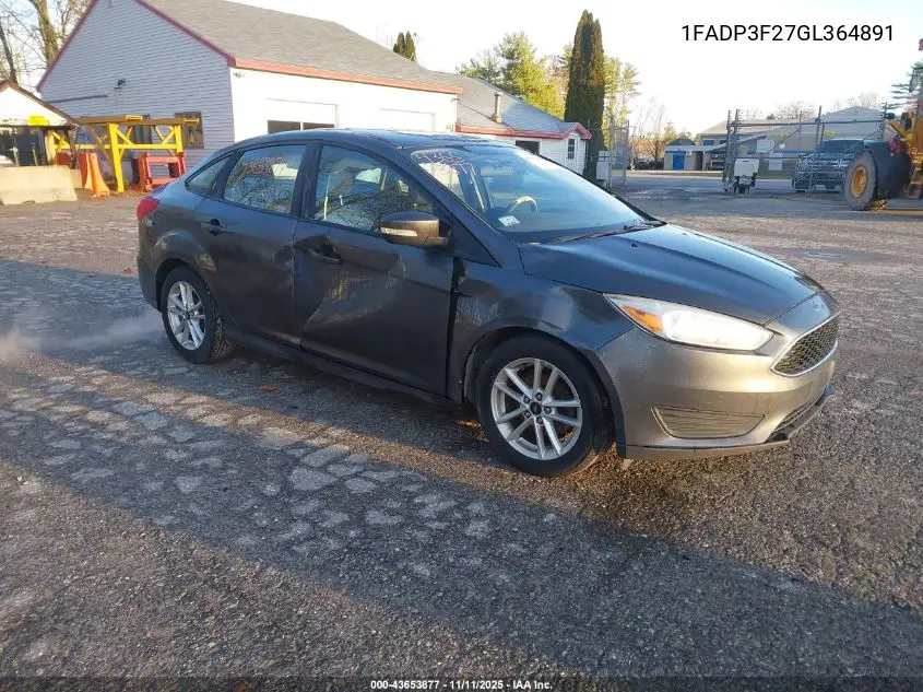 1FADP3F27GL364891 2016 Ford Focus Se