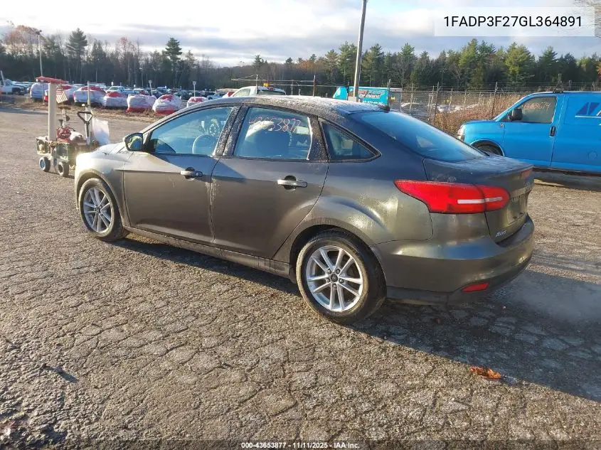 1FADP3F27GL364891 2016 Ford Focus Se