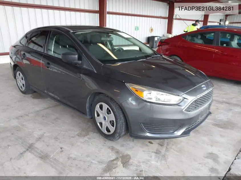 1FADP3E21GL384281 2016 Ford Focus S