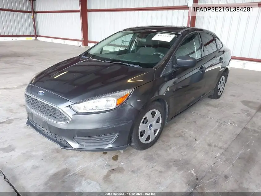1FADP3E21GL384281 2016 Ford Focus S