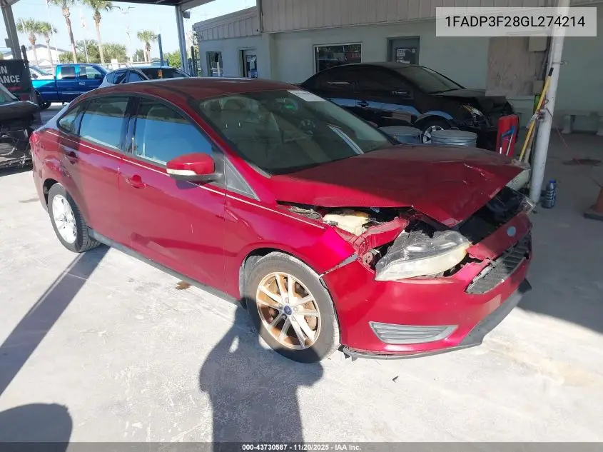 1FADP3F28GL274214 2016 Ford Focus Se