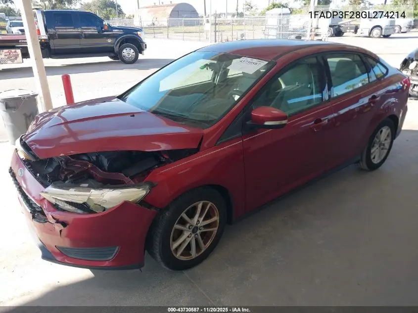 1FADP3F28GL274214 2016 Ford Focus Se