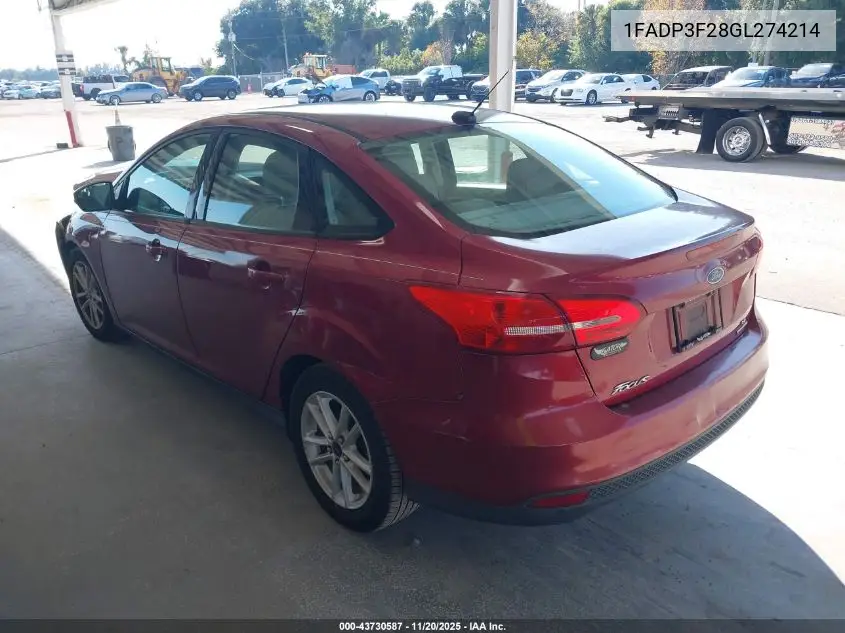 1FADP3F28GL274214 2016 Ford Focus Se