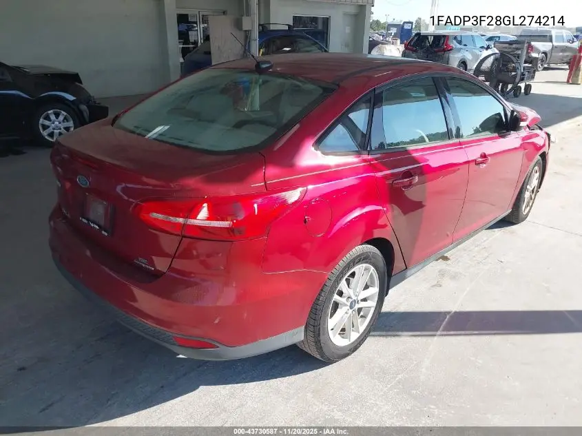 1FADP3F28GL274214 2016 Ford Focus Se
