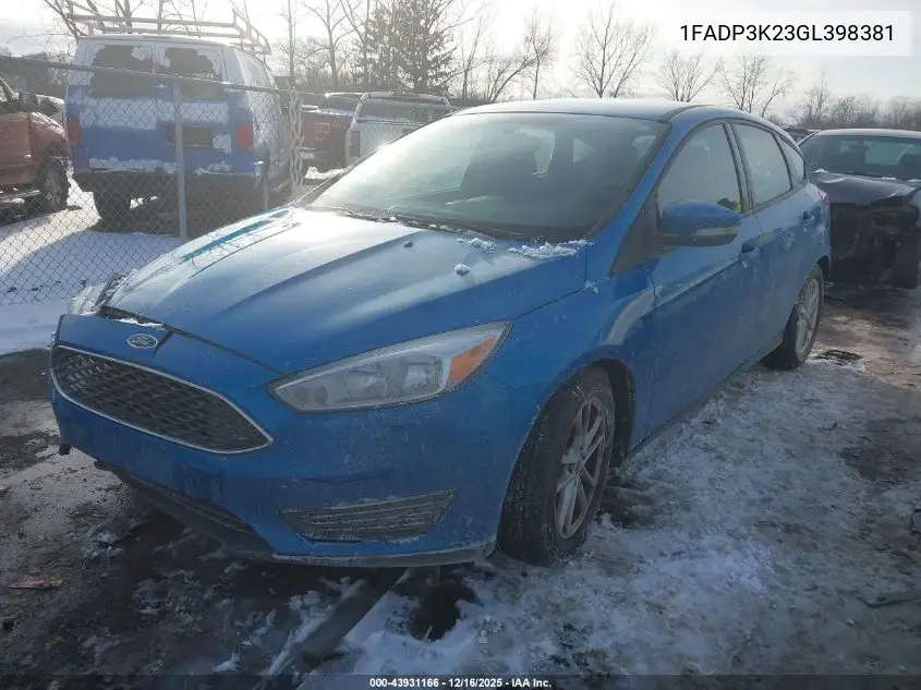 1FADP3K23GL398381 2016 Ford Focus Se