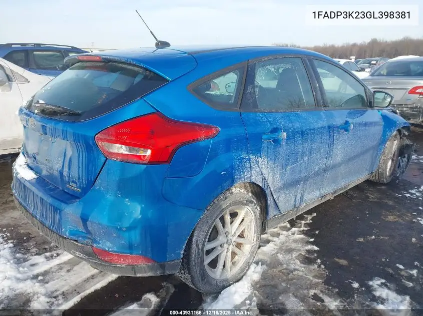 1FADP3K23GL398381 2016 Ford Focus Se