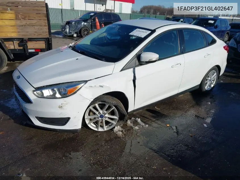 1FADP3F21GL402647 2016 Ford Focus Se