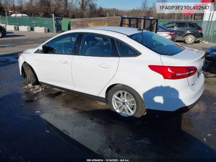 1FADP3F21GL402647 2016 Ford Focus Se