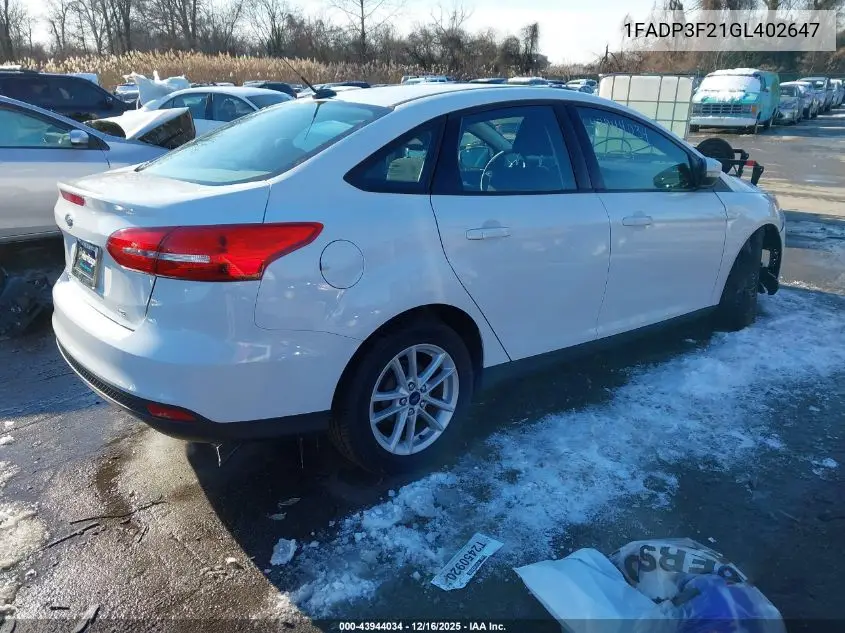 1FADP3F21GL402647 2016 Ford Focus Se