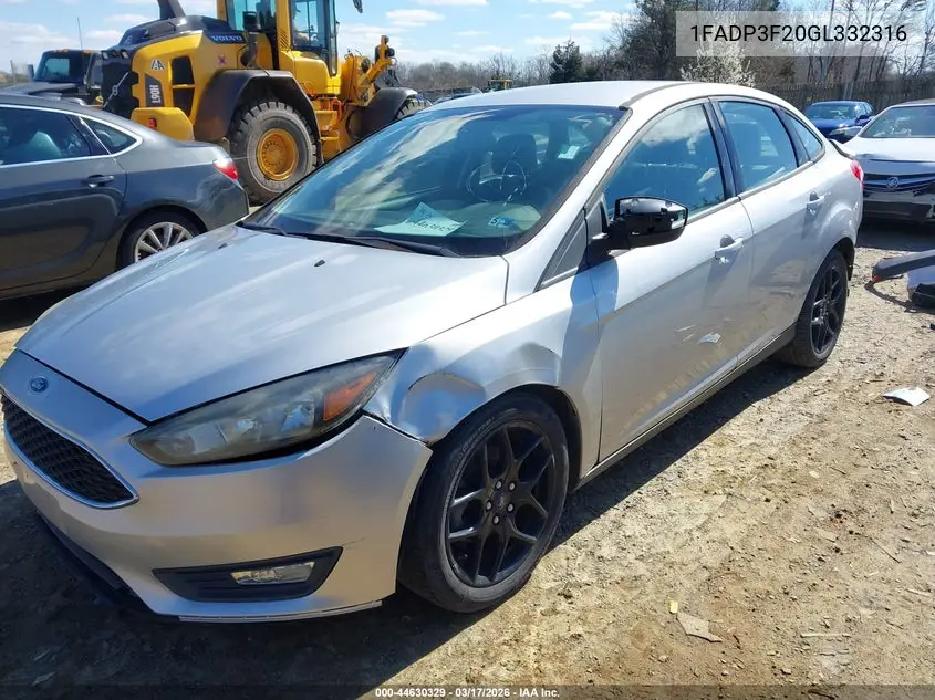 1FADP3F20GL332316 2016 Ford Focus Se