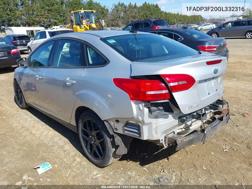1FADP3F20GL332316 2016 Ford Focus Se