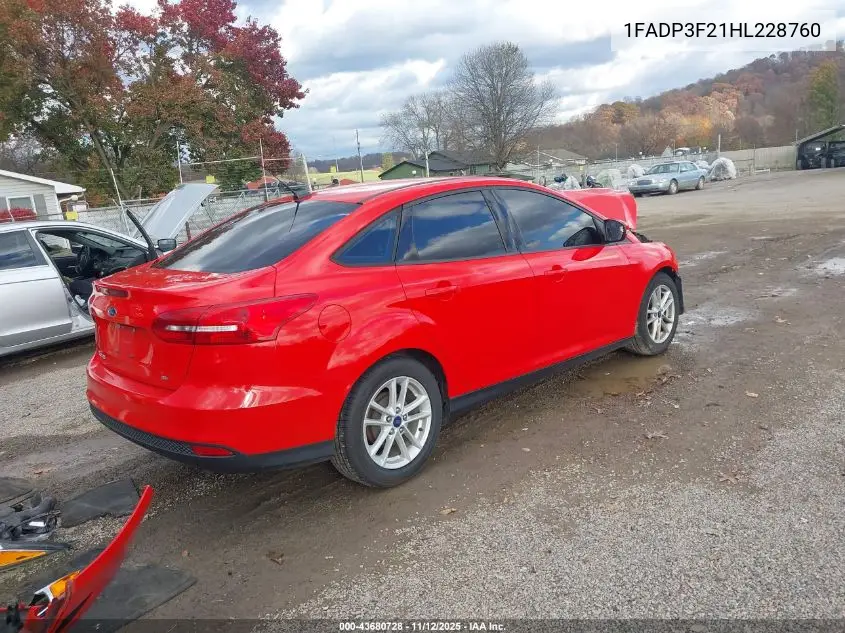 1FADP3F21HL228760 2017 Ford Focus Se