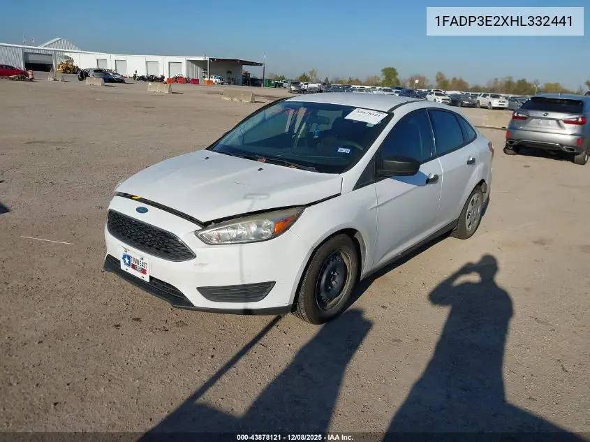 1FADP3E2XHL332441 2017 Ford Focus S