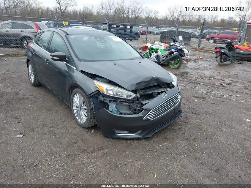 1FADP3N28HL206742 2017 Ford Focus Titanium