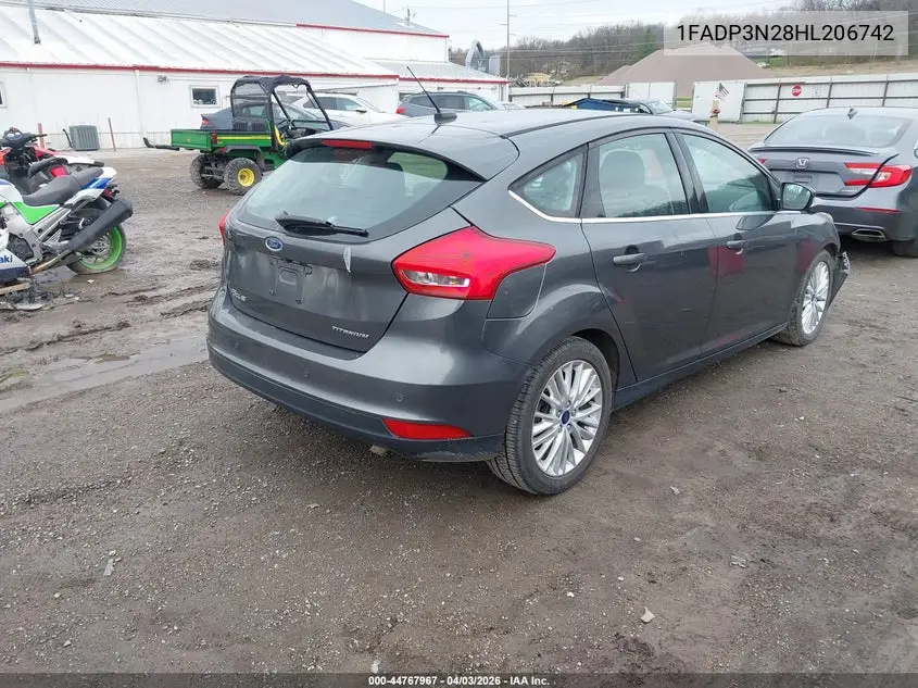 1FADP3N28HL206742 2017 Ford Focus Titanium