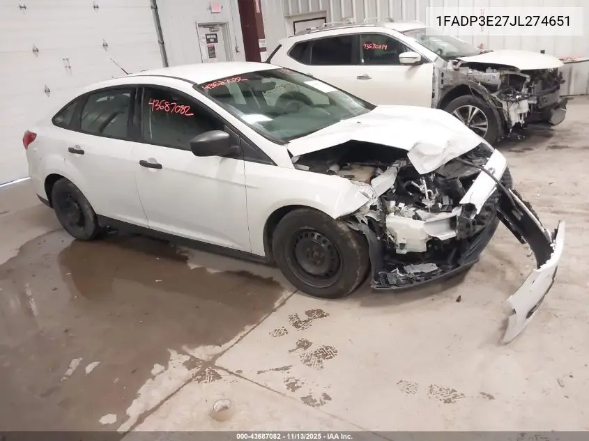 1FADP3E27JL274651 2018 Ford Focus S
