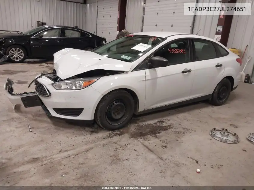 1FADP3E27JL274651 2018 Ford Focus S