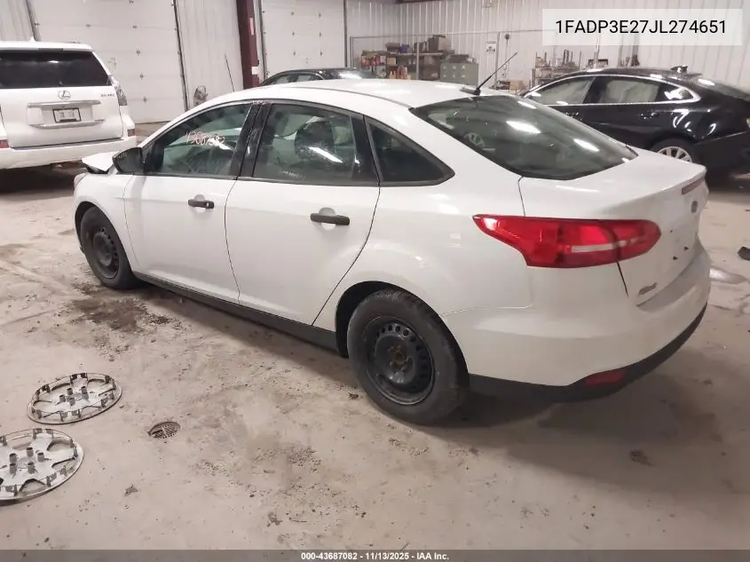 1FADP3E27JL274651 2018 Ford Focus S