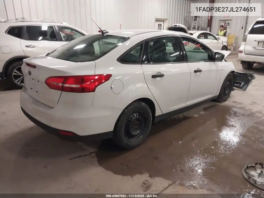 1FADP3E27JL274651 2018 Ford Focus S