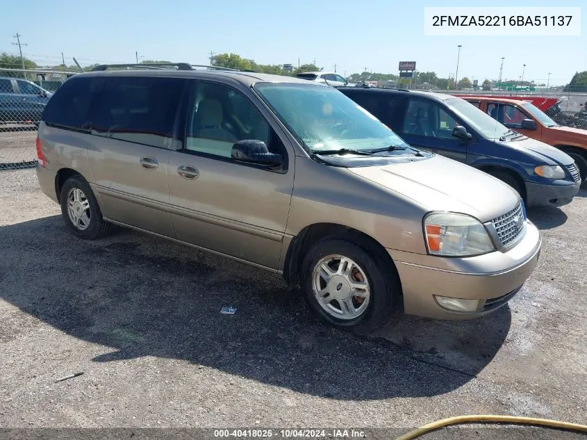 2FMZA52216BA51137 2006 Ford Freestar Sel