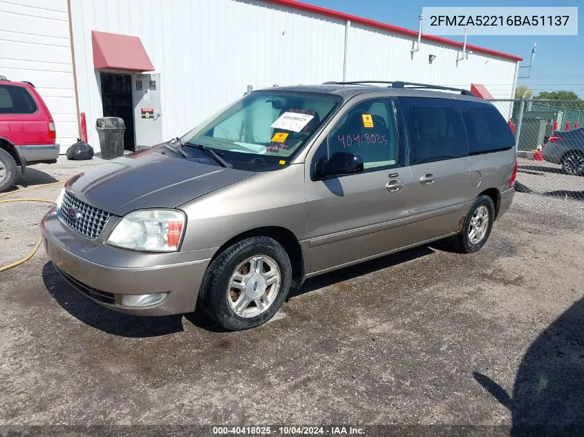 2FMZA52216BA51137 2006 Ford Freestar Sel