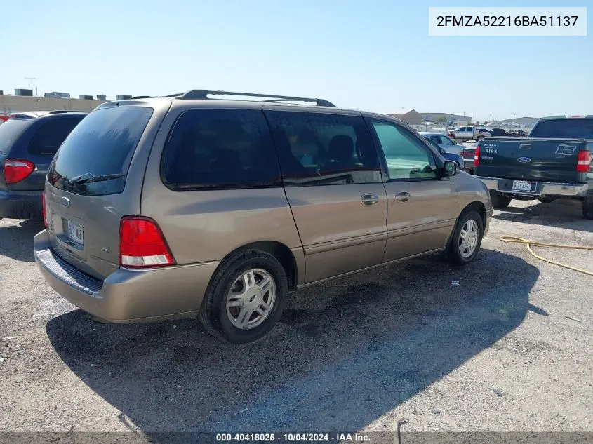 2FMZA52216BA51137 2006 Ford Freestar Sel