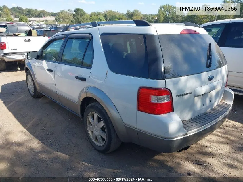 1FMZK01136GA40366 2006 Ford Freestyle Se