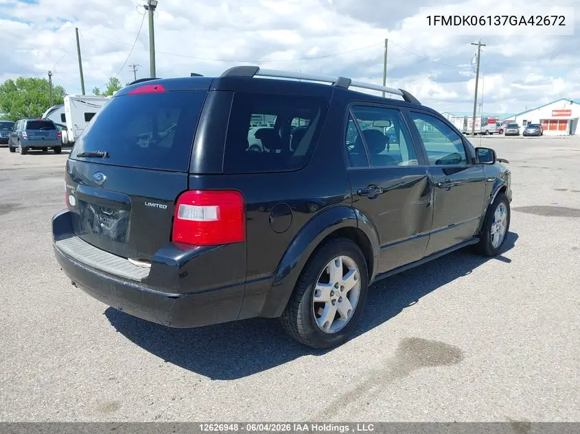 2007 Ford Freestyle Limited VIN: 1FMDK06137GA42672 Lot: 12626948
