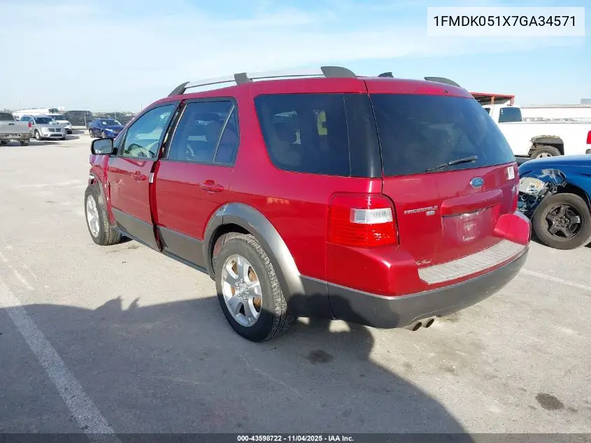 1FMDK051X7GA34571 2007 Ford Freestyle Sel