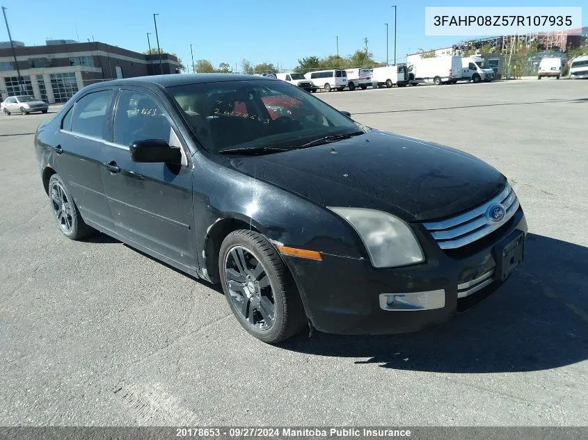 2007 Ford Fusion Sel VIN: 3FAHP08Z57R107935 Lot: 20178653