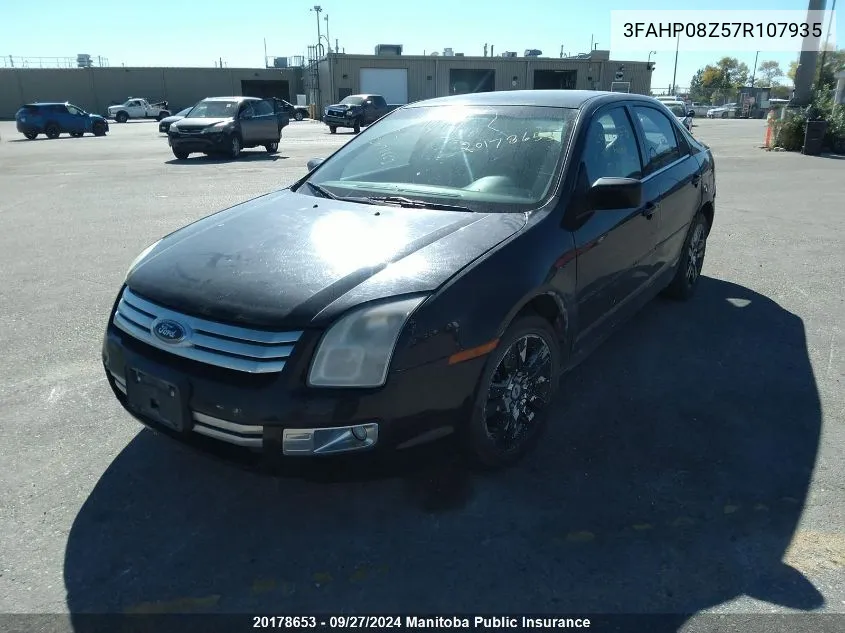 2007 Ford Fusion Sel VIN: 3FAHP08Z57R107935 Lot: 20178653