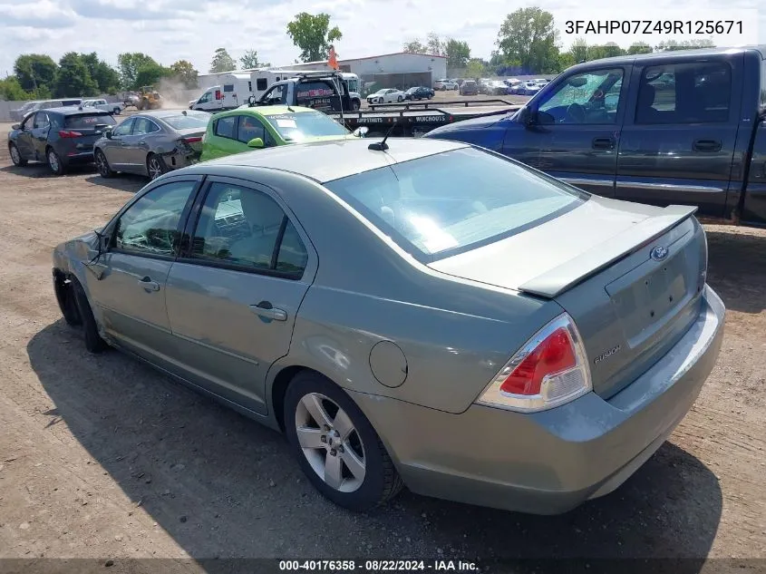 2009 Ford Fusion Se VIN: 3FAHP07Z49R125671 Lot: 40176358