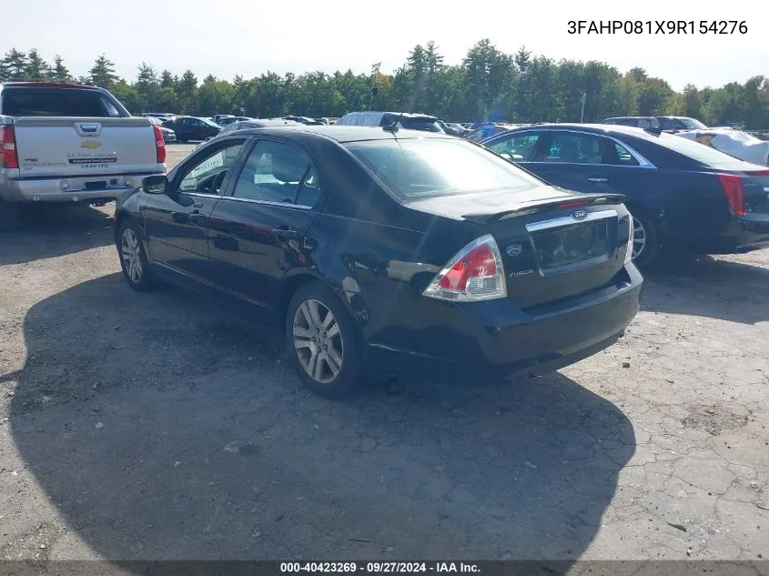 2009 Ford Fusion Sel VIN: 3FAHP081X9R154276 Lot: 40423269