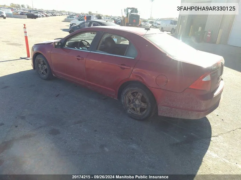 2010 Ford Fusion Se VIN: 3FAHP0HA9AR330125 Lot: 20174215