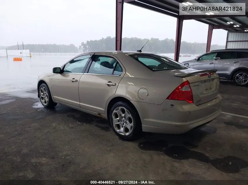 2010 Ford Fusion Se VIN: 3FAHP0HA8AR421824 Lot: 40446521