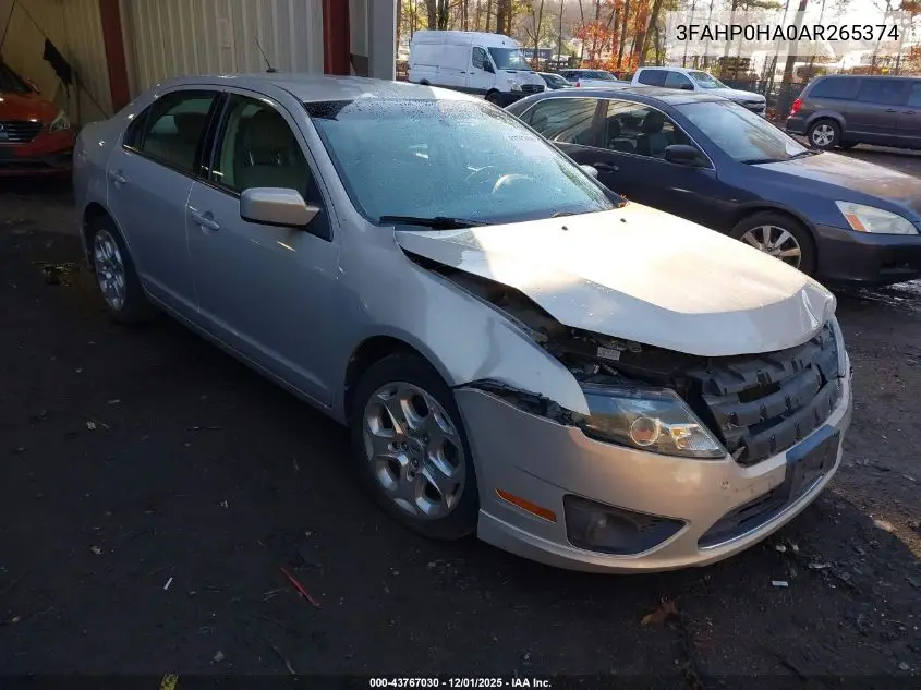 3FAHP0HA0AR265374 2010 Ford Fusion Se