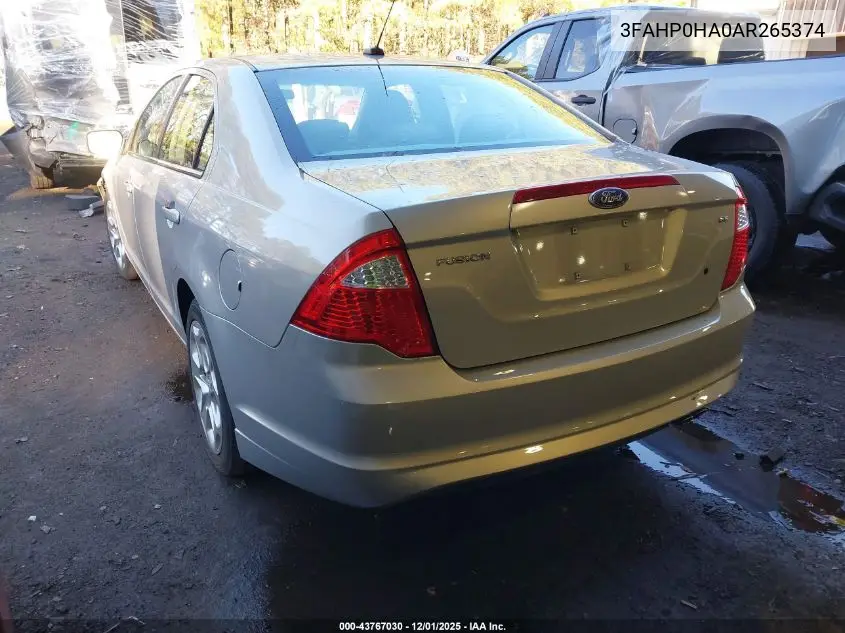 3FAHP0HA0AR265374 2010 Ford Fusion Se