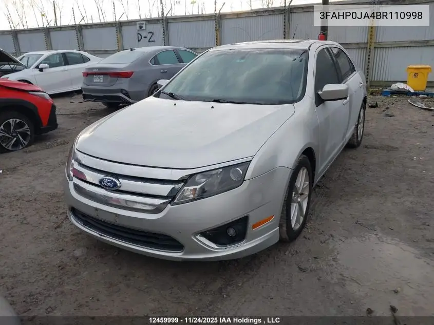 3FAHP0JA4BR110998 2011 Ford Fusion Sel