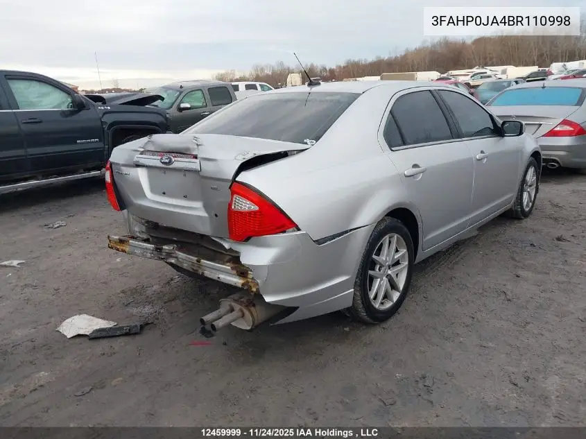 3FAHP0JA4BR110998 2011 Ford Fusion Sel