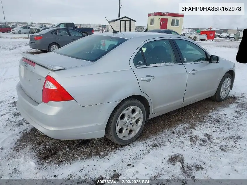 3FAHP0HA8BR162978 2011 Ford Fusion Se
