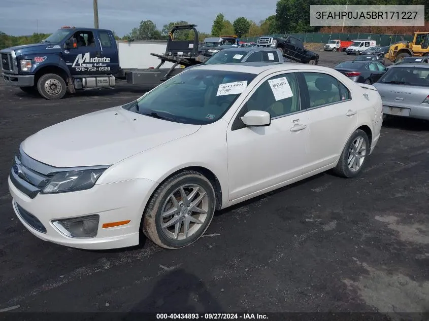 2011 Ford Fusion Sel VIN: 3FAHP0JA5BR171227 Lot: 40434893